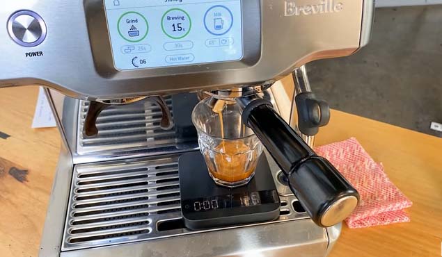 brewing espresso in espresso machine