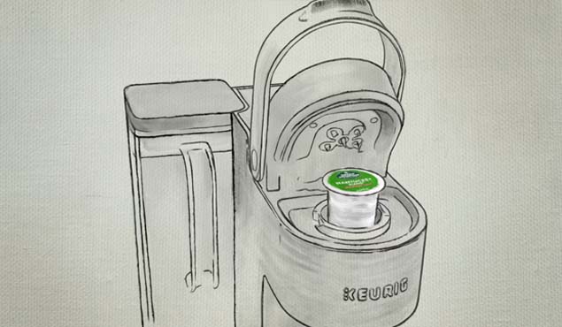 pod inserting into keurig coffee maker