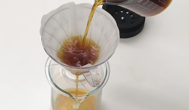 Cold Brew Coffee Pouring in Filter