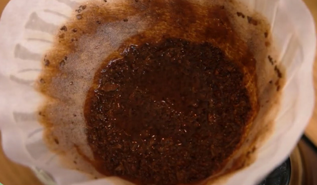 coffee filter with coffee grounds
