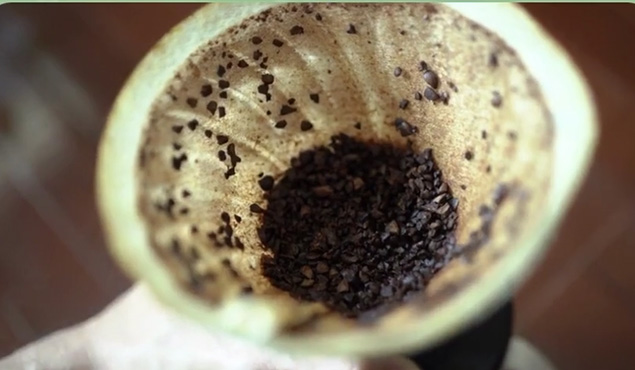 filter paper with coffee grounds