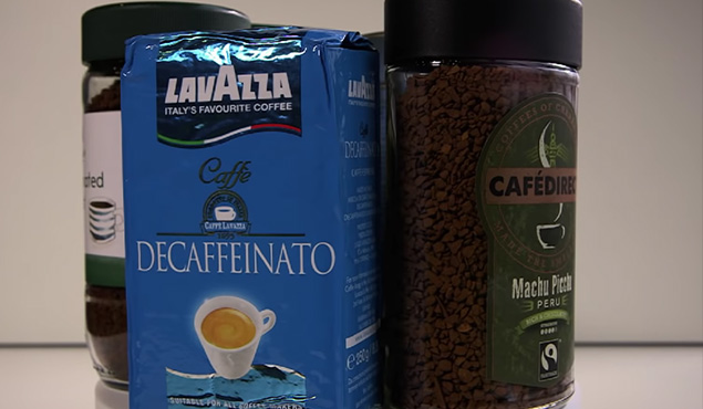 Different brands decaf coffee