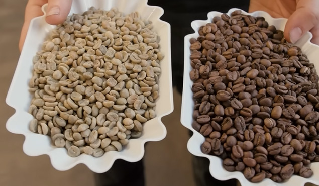light and dark roasted coffee beans
