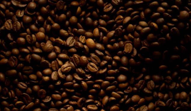 closure look to dark roast coffee beans